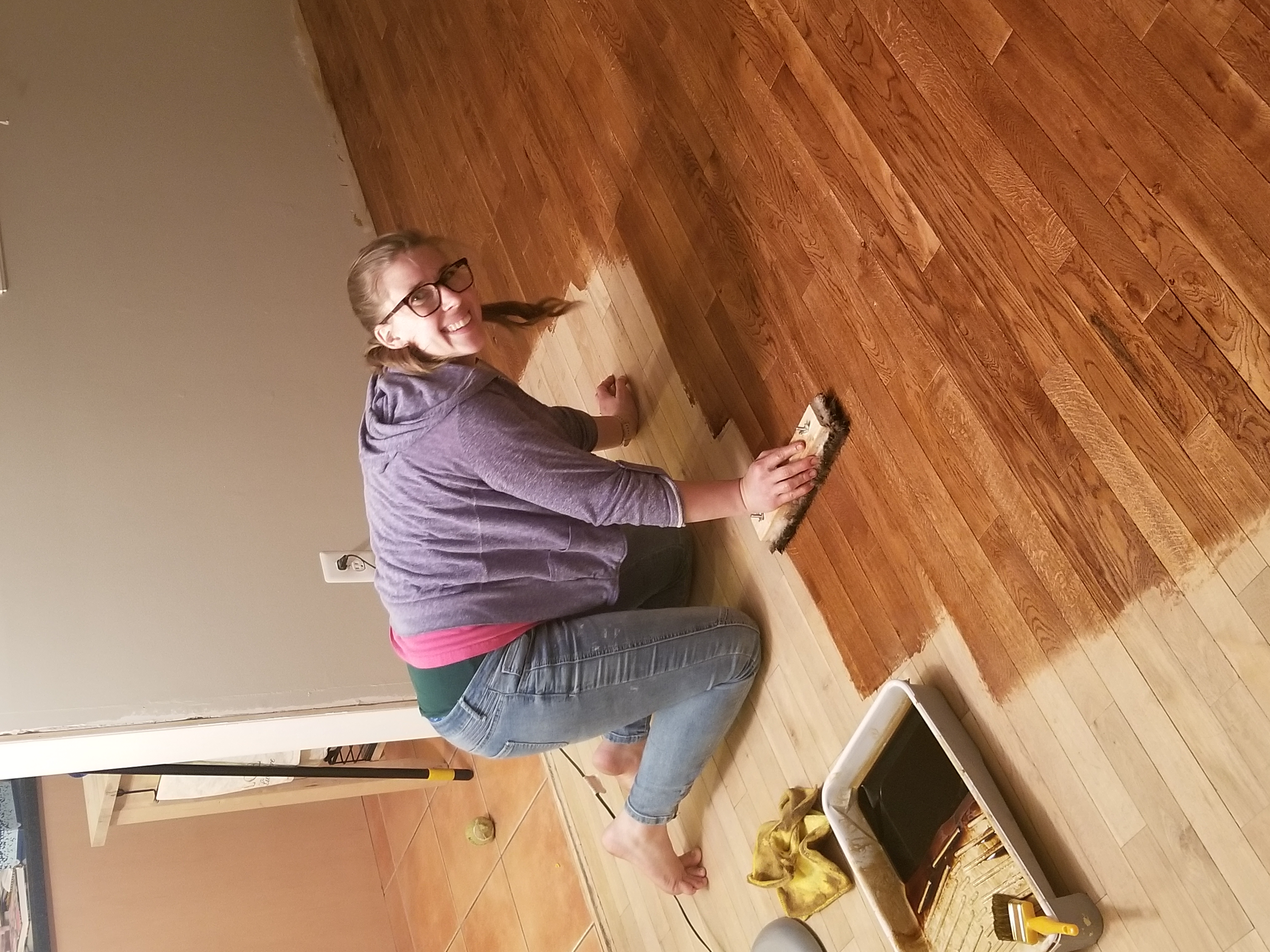 staining the hardwood floors